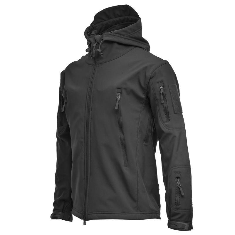 customized Wholesale High Quality Sharkin Soft Shell men's jackets Camo Hooded Fleece Waterproof Wind Outdoor Jacket_voghion.com