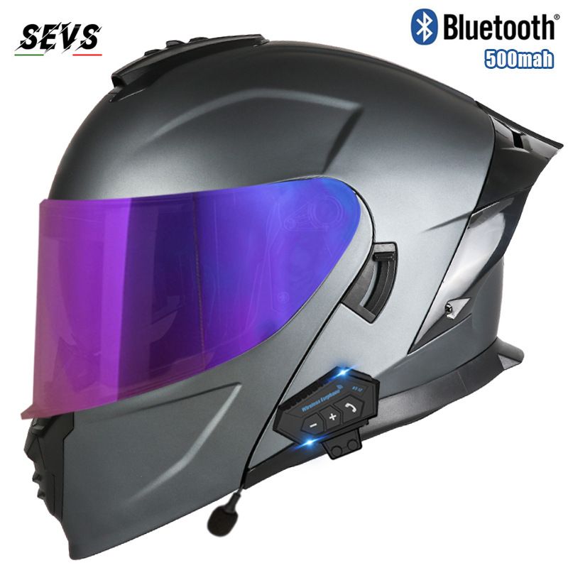 3C-Certified Modular Motorcycle Helmet – Flip-Up Full Face & 3/4 Helmet With Dual Visors & Bluetooth, Lightweight ABS Shell (S-3XL)_voghion.com