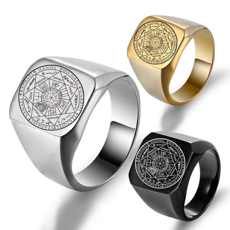 The Seals Of The Seven Archangels Stainless Steel Men's Ring Seal Solomon_voghion.com