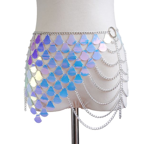 Übertriebenes Pailletten-Körperketten-Set – Fischschuppen-Metall-Taillenschmuck für gewagte Looks_voghion.com