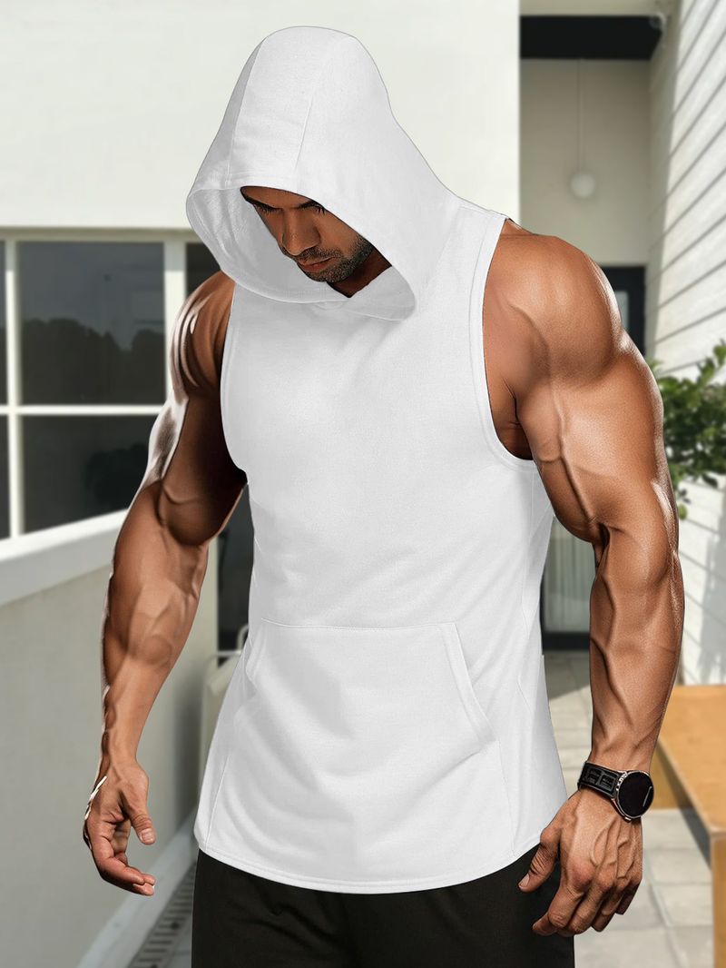 Herrenbekleidung Sport-Fitnessweste mit Taschen, schnelltrocknend, atmungsaktiv, Trainingsweste mit Taschen, leichtes Fitnessstudio-Tanktop, Laufen, Fitness, Outdoor-Aktivitäten_voghion.com