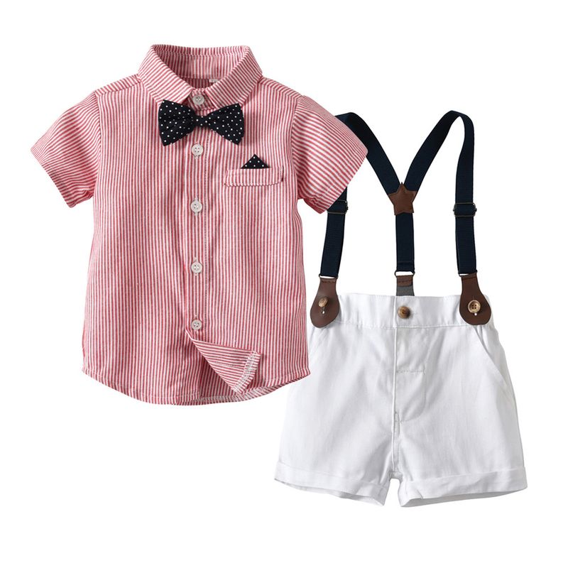 Kid's Clothing children's clothing summer new boys shirt gentleman suit overalls Children's Day performance clothes boys one year old dress_voghion.com