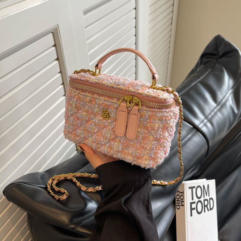 Mini catena a nicchia francese per donna, stile autunno e inverno, piccola borsa a mano in lana francese con tracolla versatile_voghion.com