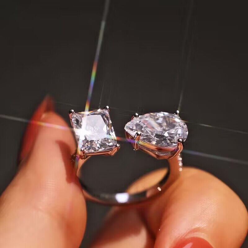 Anillo geométrico de gota de agua Cao Shi para mujer, anillo cuadrado ajustable, estilo moderno y popular, pequeño y popular._voghion.com