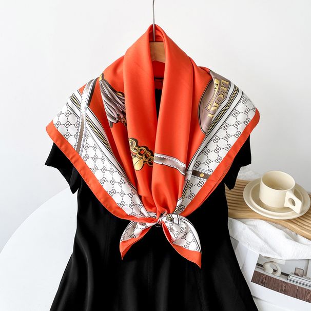 Jauns 90 zīda ķēdes dizains moderns kvadrātveida viegls un elpojošs plāns šalles sarža šalle_voghion.com