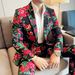 ForMen Northeast Red Flower Herrenmode-Trend Persönlichkeit Retro Hübscher Slim Fit High-End-Anzug Zweiteiliges Set_voghion.com