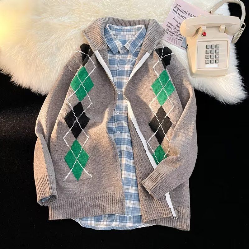 Abbigliamento maschile autunno e inverno nuovo stile pigro di alta qualità di grandi dimensioni indossare alla moda tutto abbinato maglione giacca cardigan uomo e donna_voghion.com