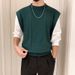Men's Clothing Autumn And Winter New Fake Two Piece Black Sweater Men's College Style Knitted Sweater Boys Lazy Style Men's Clothing Trend_voghion.com