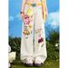 Women's Clothing Summer Design Sense Cartoon Print High Waist Loose Slim Straight Floor Mopping Pants_voghion.com