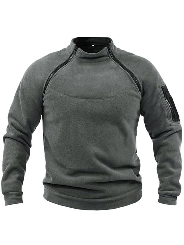 Felpa con cappuccio in pile slim fit da uomo, calda, invernale, con collo alto, a maniche lunghe, casual, streetwear, giacca in morbido pile corallo_voghion.com