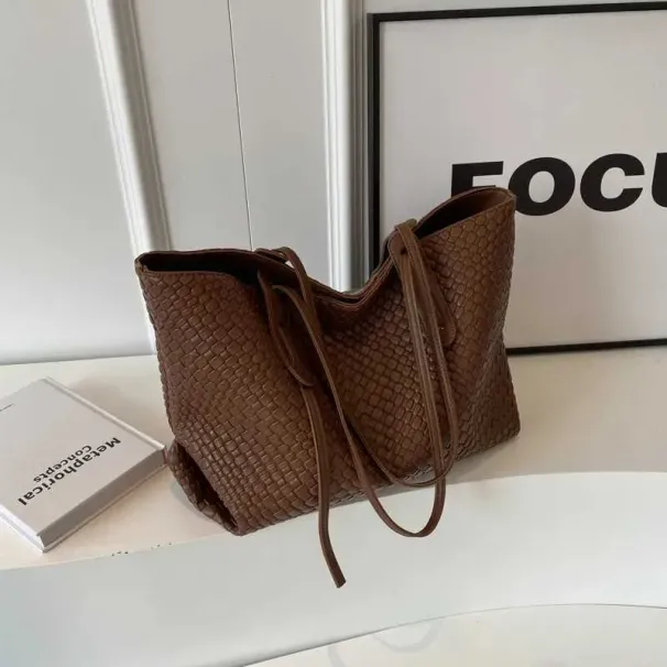 Handtasche mat grousser Kapazitéit fir Fraen 2023 Wanter PU Lieder Moudetrend Schëller Säitentasch Vintage Shopper Shopping Büro_voghion.com