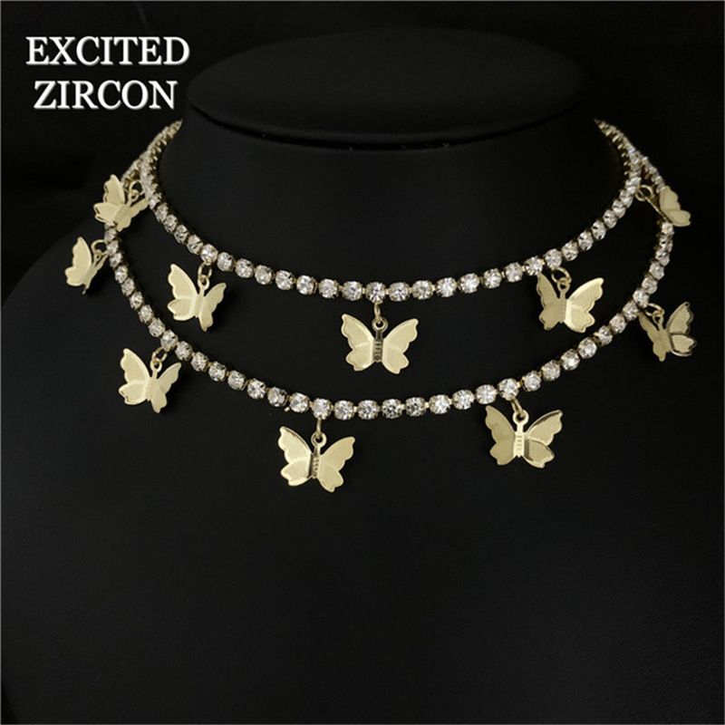 New accessory double-layer and multi-layer necklace, hip-hop pendant, butterfly necklace_voghion.com