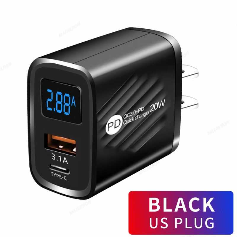 Chargeur USB PD 20W chargeur rapide type C chargeur rapide adapté pour iPhone Samsung Xiaomi chargeur de téléphone portable wa_voghion.com