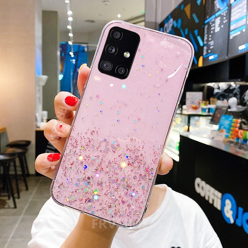 Fille Paillettes Diamant étui pour samsung Galaxy A04e A04S A14 A34 A54 5G S22 S21 S20 FE S10 A51 A71 A13 A33 A53 5G Clair Étoile Couverture_voghion.com