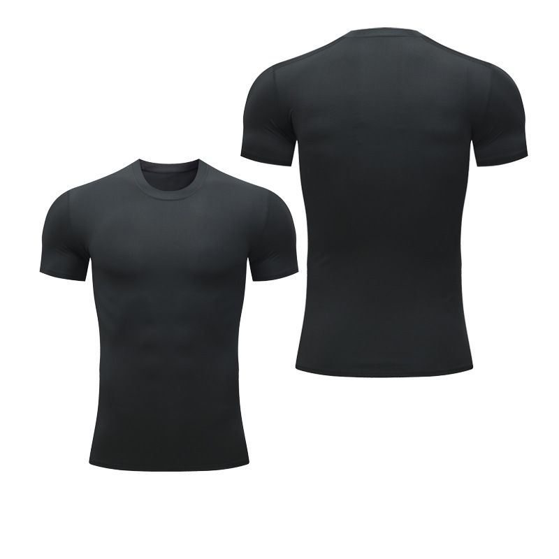 Herretøj Sportstights Fitnesstøj åndbar højelastisk kortærmet T-shirt til mænd_voghion.com