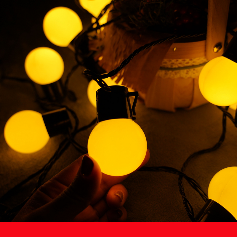 Waterproof LED String Lights Outdoor, 20 LED Bulbs, 5M/10M Fairy Lights For Camping, Wedding, Christmas, Party, Garden Decoration (Warm White, IP65)​_voghion.com