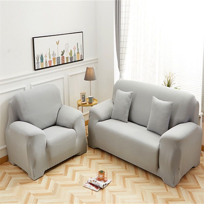 Minimalist Stretch Sofa Cover – Full Elastic Slipcover For Sectional Couches, Solid Colors (Red, Grey, Navy & More), Machine Washable_voghion.com