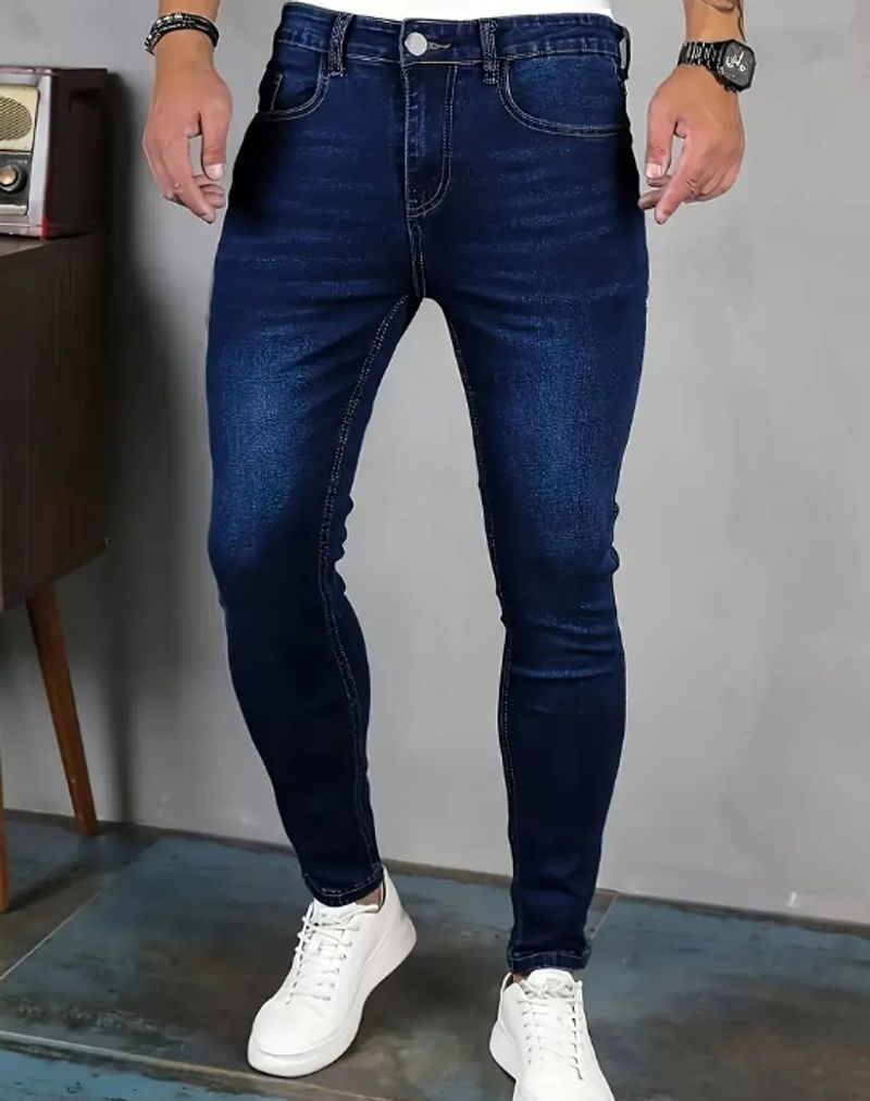 Jeans da uomo, vita alta, slim, elastici, casual, versatili, skinny_voghion.com