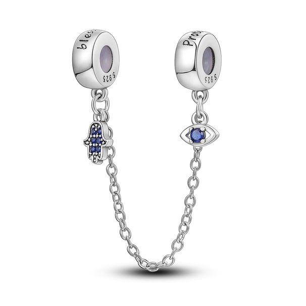 Gioielli da donna, ciondolo in argento 925 placcato rame con perline, catena di sicurezza con occhio del diavolo, bracciale fai da te, collana_voghion.com
