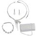 Collana orecchini bracciale con zirconi a goccia intarsiati di lusso e borsa da sera lucida, abito da banchetto in quattro pezzi_voghion.com