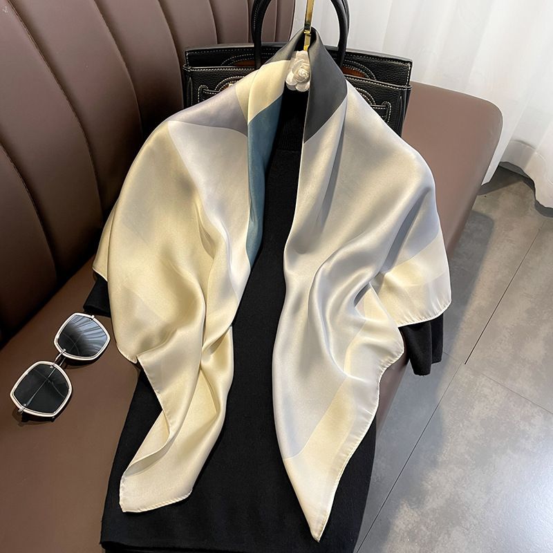 2023 New Korean Colored Scarf Women's Korean Edition Art Fashion Decoration Ins Style Scarf 90cm Large Square Scarf_voghion.com