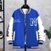 Men's Streetwear Baseball Jacket – Oversized Unisex Varsity Coat With Print & Ribbed Hem (S-3XL, Black/Blue/Green/White)_voghion.com