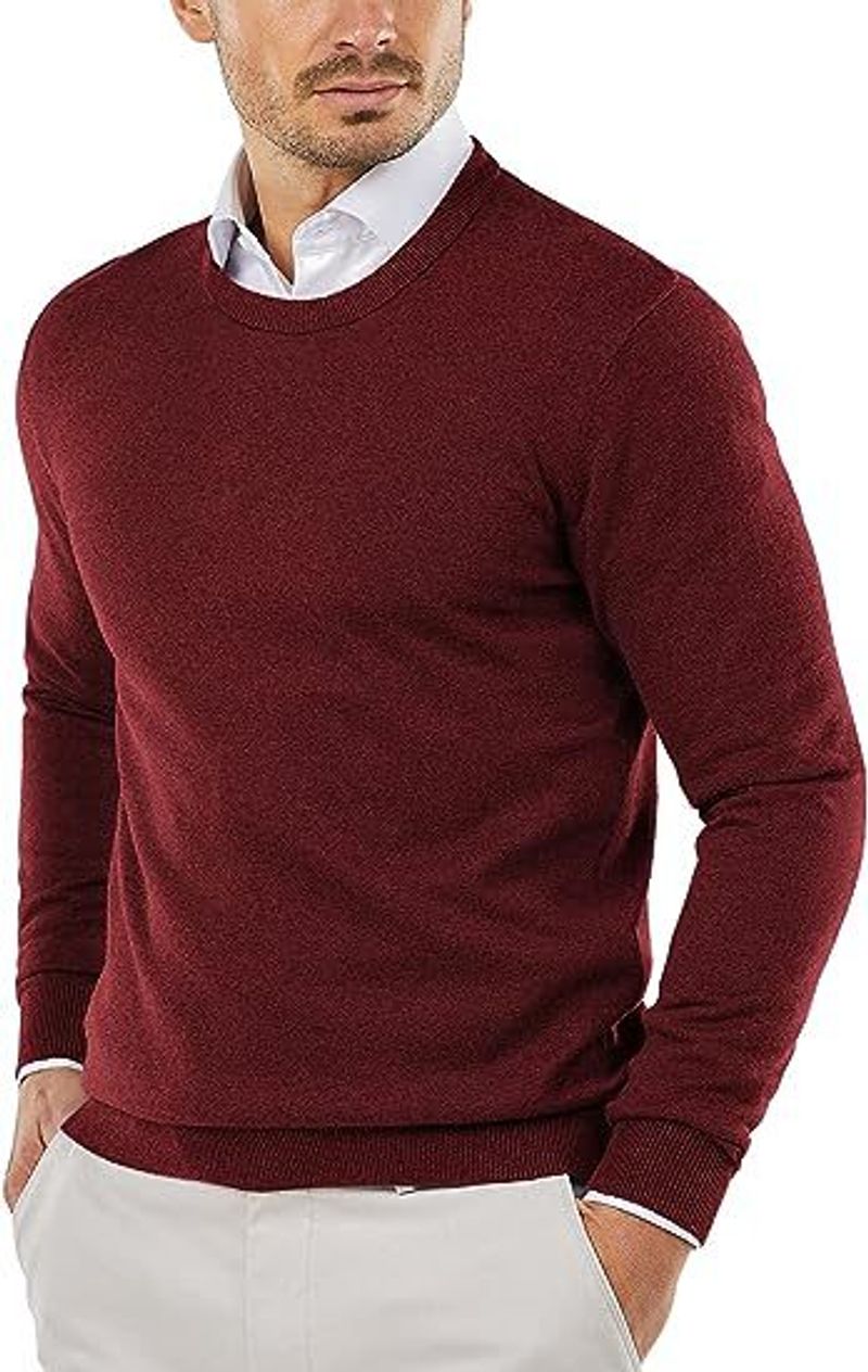 Herrenbekleidung Rundhalspullover Strickpullover Einfarbig Lässiger Langarmpullover Pullover Wollpullover Herren_voghion.com