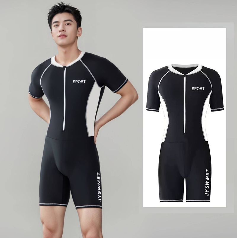 Costum de baie dintr-o singură piesă pentru bărbați, costum de scafandru cu uscare rapidă 2025, costum de meduze, costum de surfing pentru adolescenți cu mânecă scurtă, de dimensiuni mari_voghion.com