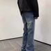 Cleanfit Ripple Blue Cow Must Have Ripple Washed Lightning Pattern Flared Jeans Bootcut Trousers Men_voghion.com