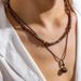Cross-Border European And American Fashion Coconut Shell Turquoise Leather Wax Cord Necklace Set Hip-Hop Niche Layered_voghion.com