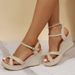 Auntie Style Cross Buckle Rope For Comfortable Summer. New Wedge Sandals With Exposed Toes_voghion.com