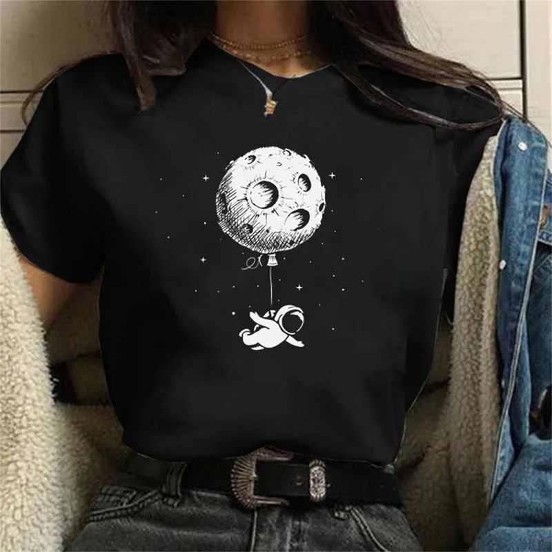 Smiješne majice s natpisom Moons za žene, modne majice s natpisom Svemirski čovjek, ženske majice, majice za bebe iz 90-ih, majice s natpisom Y2K, vintage Harajuku._voghion.com