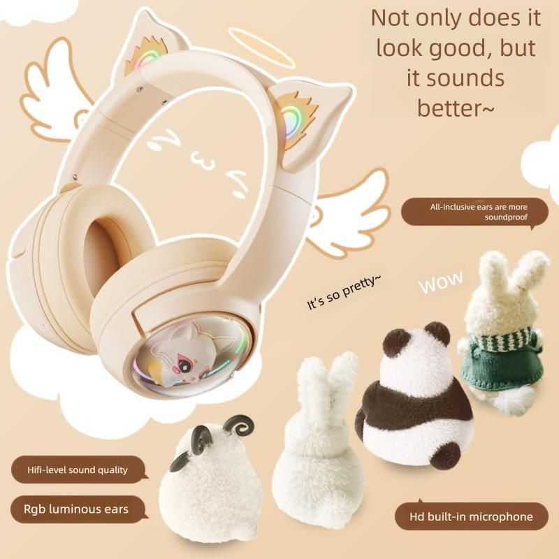 Cuffie Bluetooth Over-Ear 2.4g Cablate Tri-Mode Wireless Cat Ear Design per Ragazze Gaming di Alta Estetica_voghion.com