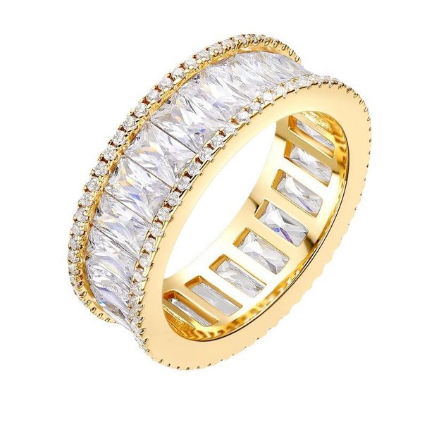 Eleganter Volldiamantring für Männer und Frauen – Kupferband mit geometrischem Design und Vergoldung – Temperamentvoller Zeigefingerring, Nischenschmuck der Spitzenklasse_voghion.com