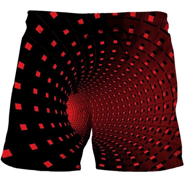 Herren Vortex Schwarze Casual 3D-Digitaldruck Dreidimensionales geometrisches Muster Strandhose Herrenshorts_voghion.com
