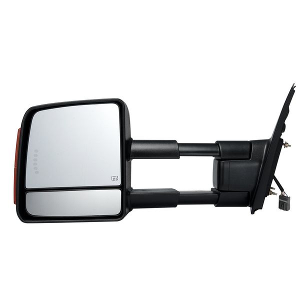VEVOR Towing Mirrors Fit For 2007-2017 Toyota Tundra, Power Heated Tow Mirror With Signal Light/LED Arrow Signal Light, Plane & Convex Glass, Manual Controlling Telescoping Folding, Black_voghion.com