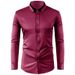 Herrenbekleidung Vier-Wege-Stretchhemd Herren farblich passender Kragen Diamantknopf Langarmhemd Business Casual Herrenhemd Außenhandel_voghion.com