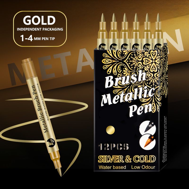 Unisex-Stift aus hochglänzendem Metall mit weichem Kopf, Aktivitäts-Signatur-Stift, Grußkarten-Malstift, Farbstift auf Wasserbasis_voghion.com
