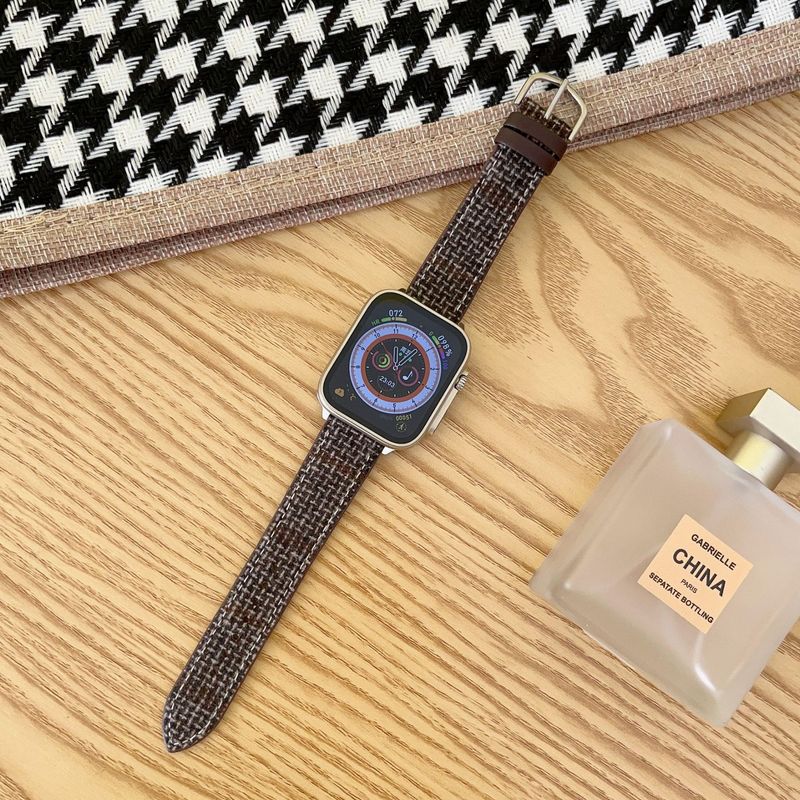 Adatto per Apple Watch 10a generazione cinturino 42mm 46mm fibbia a ferro di cavallo cinturino sottile in pelle di lana regolabile_voghion.com
