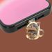 Glass Tea Cup Cat 2D Acrylic Phone Dust Plug Hanging Decoration Pendant Type-C Android Universal_voghion.com