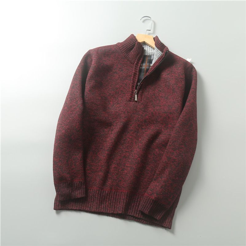 Maglione lavorato a maglia interno con mezza zip e collo alto da uomo_voghion.com