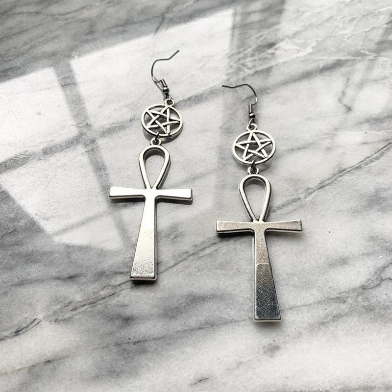 Accessori casual con cinque stelle a croce in argento Orecchini a gancio_voghion.com