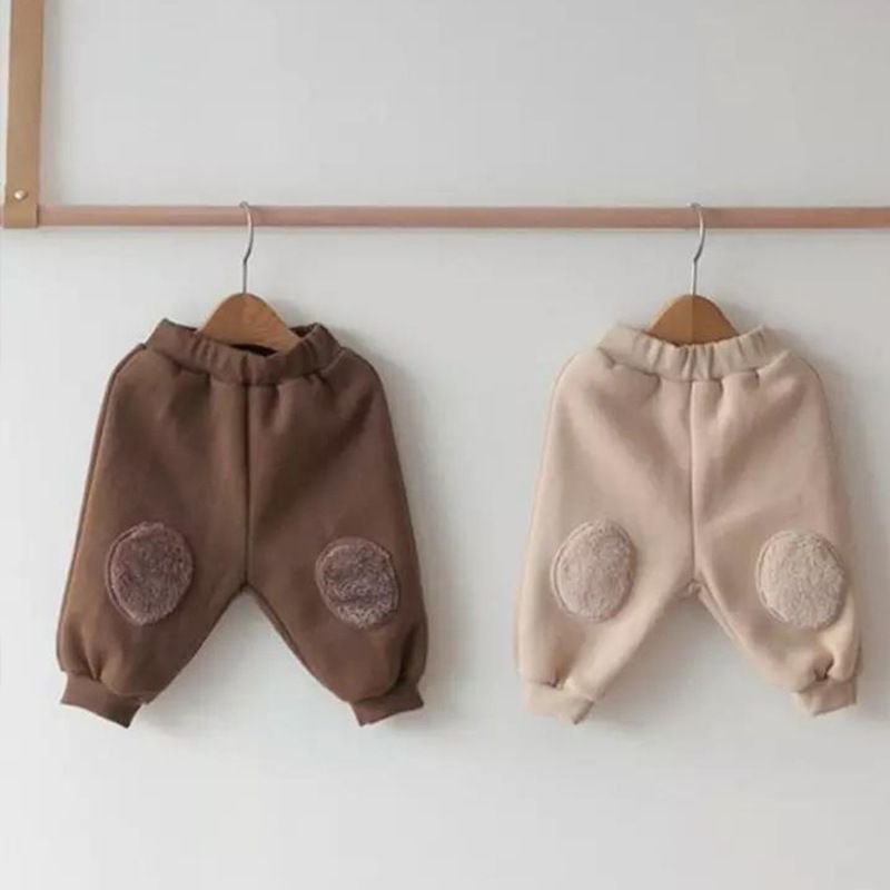 Baby clothing Winter thermal pants Baby patches Double layer fleece thick sweatpants Baby winter pants pants for boys and girls_voghion.com