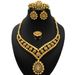 Gold jewelry set women's wedding bride necklace ring earrings bracelet four-piece set_voghion.com