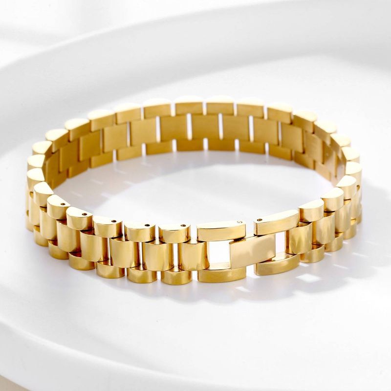 Men's Gold Fashion Watch Stainless Steel Bicycle Chain Jewelry Strap Solid Bracelet_voghion.com
