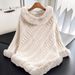 Luxury Faux Rabbit Fur Collar Oversized Knitted Cape Poncho – Elegant Women's Winter Shawl Wrap, Cozy & Stylish_voghion.com
