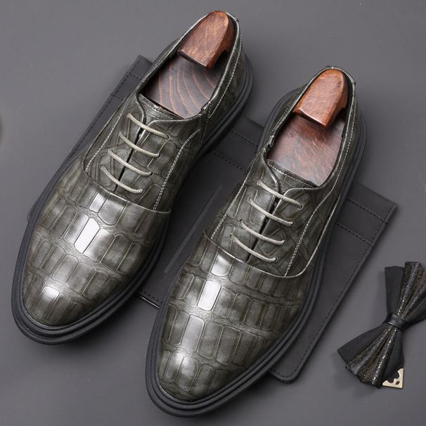 Aofu Schuhe 3199 Stein Muster Casual Single Schwarz Braun Leder herren Schuhe Schnürung_voghion.com