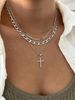 Fashionable Light Luxury Cross Pendant Necklace Niche Personality Layered Sweater Chain For Women_voghion.com
