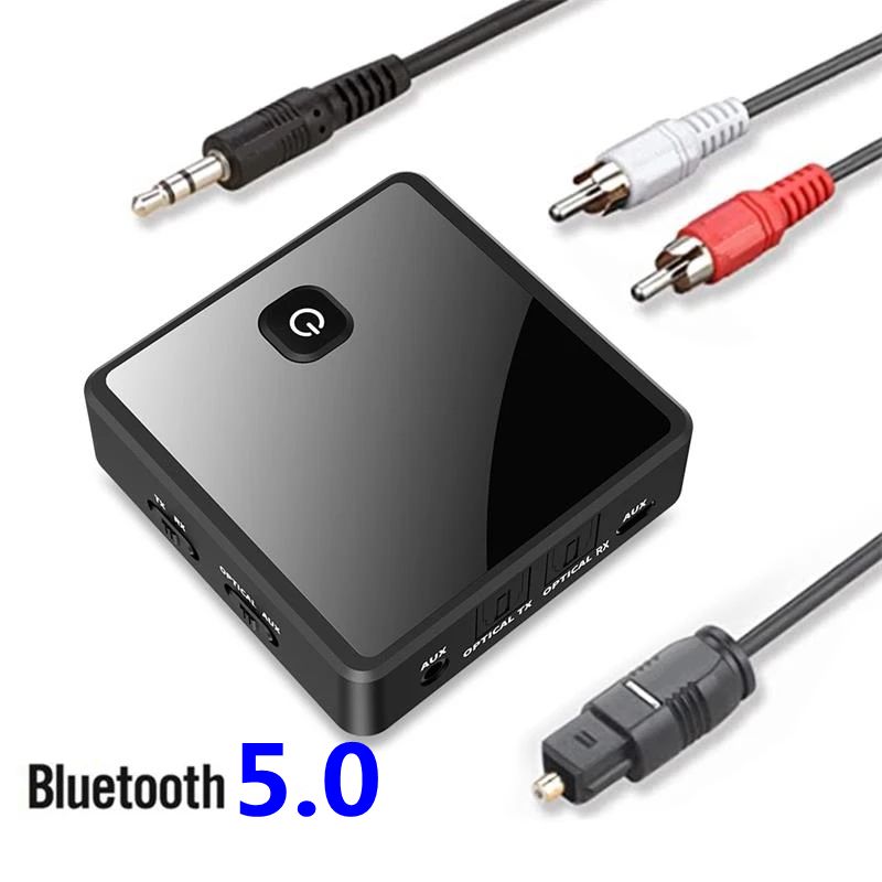 Bluetooth 5.0 Sender Empfänger Drahtloser Adapter Niedrige Latenz 3,5mm AUX Jack Optischer SPDIF Audio Adapter Für PC TV Auto Lautsprecher_voghion.com