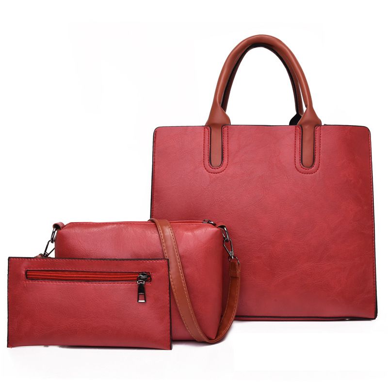 Borse da donna, nuove borse da donna, moda retrò, borsa per mamma e bambino, set da tre pezzi, semplice, tinta unita, borsa a mano, borsa a tracolla, borsa a tracolla_voghion.com